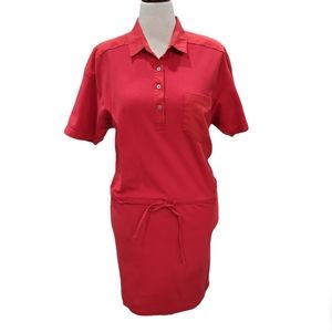 EUC Vintage Stefano women's red polo shirt dress sporty shoulder pads M cotton